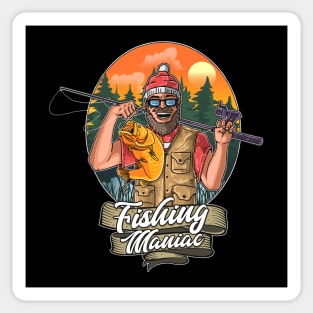 fishing maniac illustration Sticker